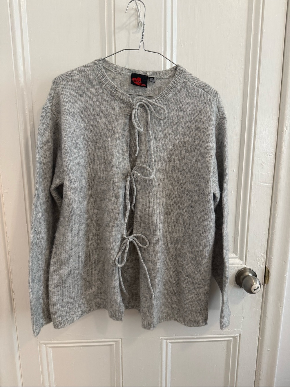 Gray Tie-Front Women's Sweater